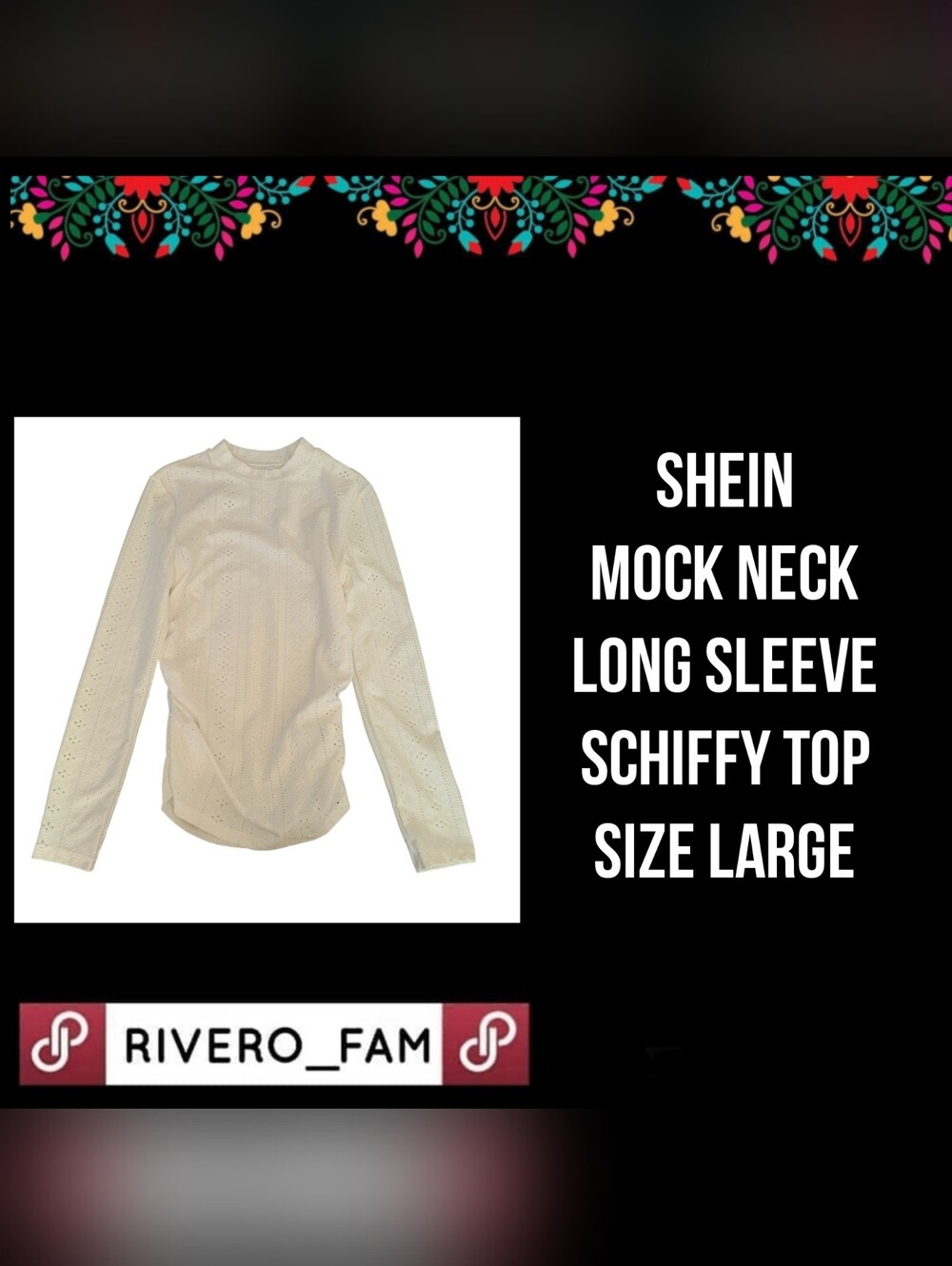 SHEIN | MOCK NECK LONG SLEEVE SCHIFFY TOP | SIZE LARGE